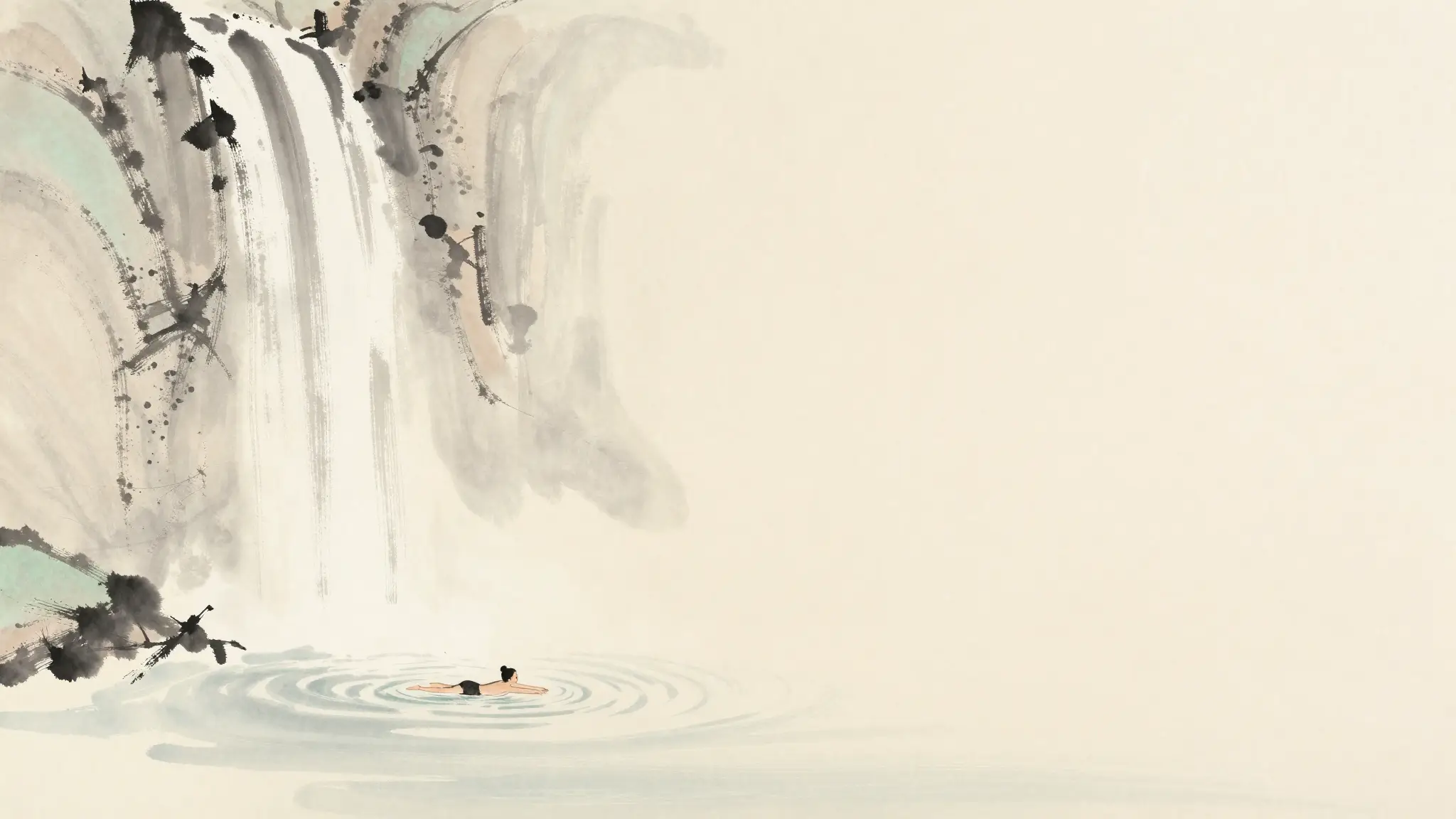 The swimmer in the rapids
